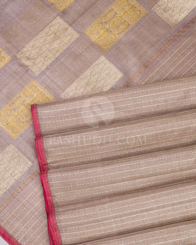 Ivory Organza Weave  Kanjivaram Silk Saree - S723 - View 5