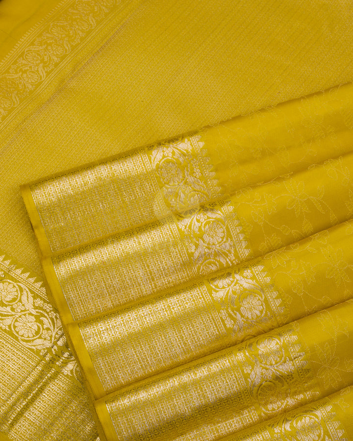 Light Olive Green Kanjivaram Silk Saree - DJ212 - View 4
