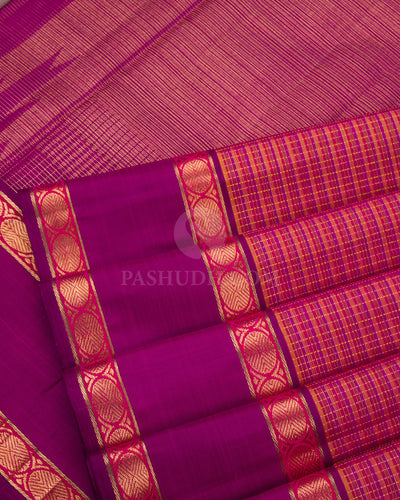 Multicolour & Dark Violet Kanjivaram Silk Saree - S773 -View 5