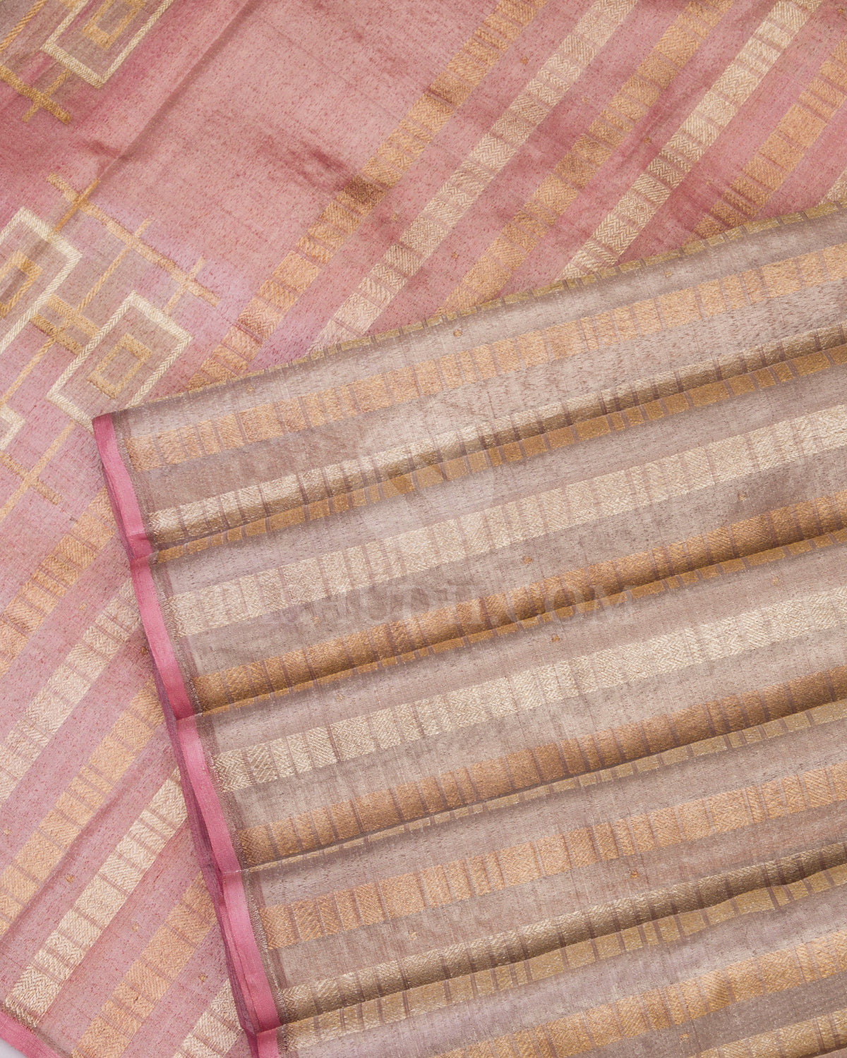 Baby Pink and Silver Organza Tissue Zari Kanjivaram Silk Saree - S696 - View 5