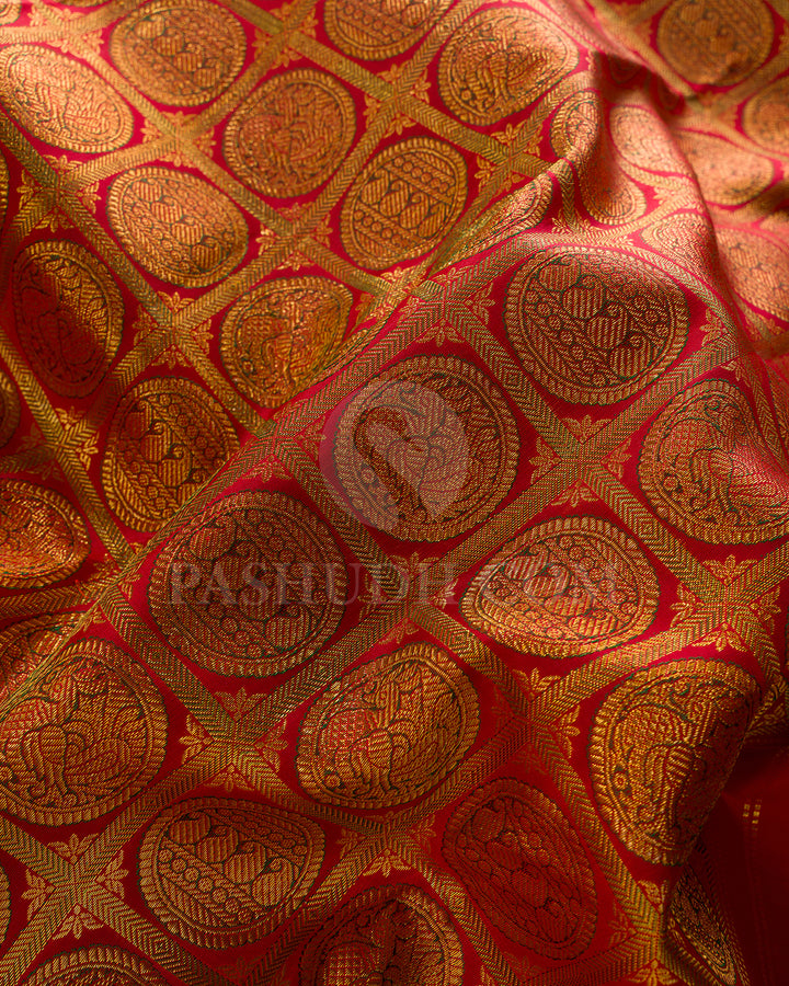 Red Kanjivaram Silk Saree - BKB6