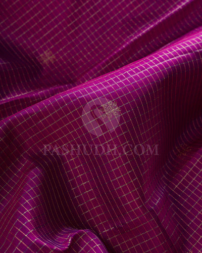 Violet And Yellow Kanjivaram Silk Saree - BKF6