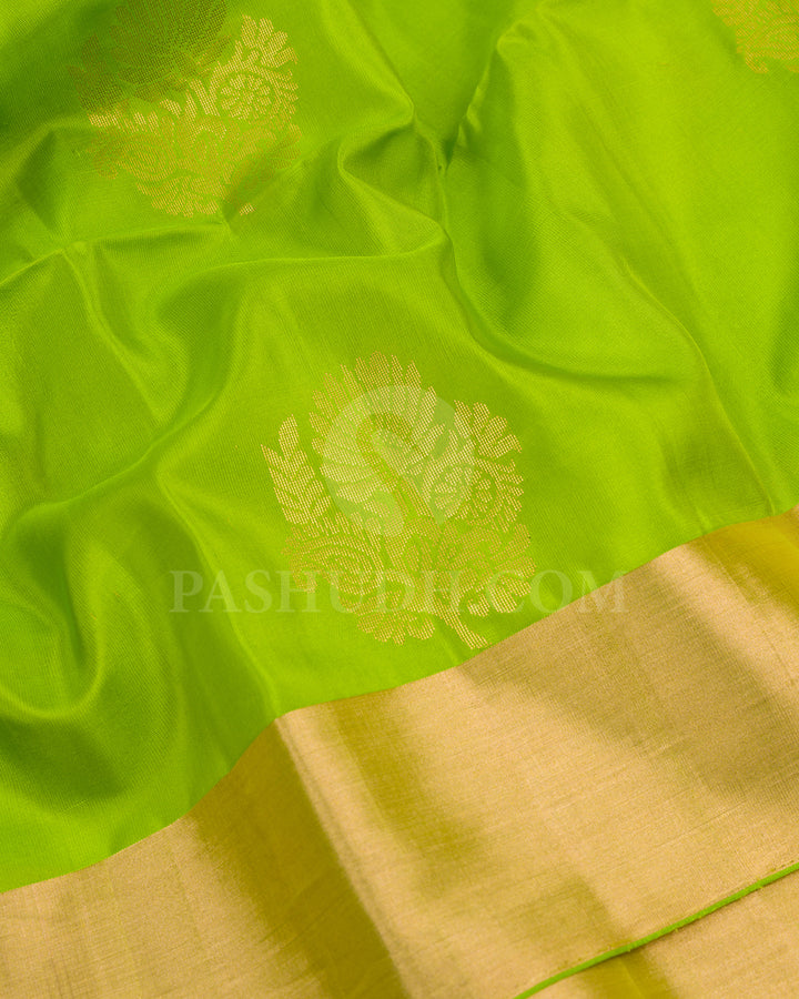 Parrot Green and Navy Blue Soft Silk Saree - AC25