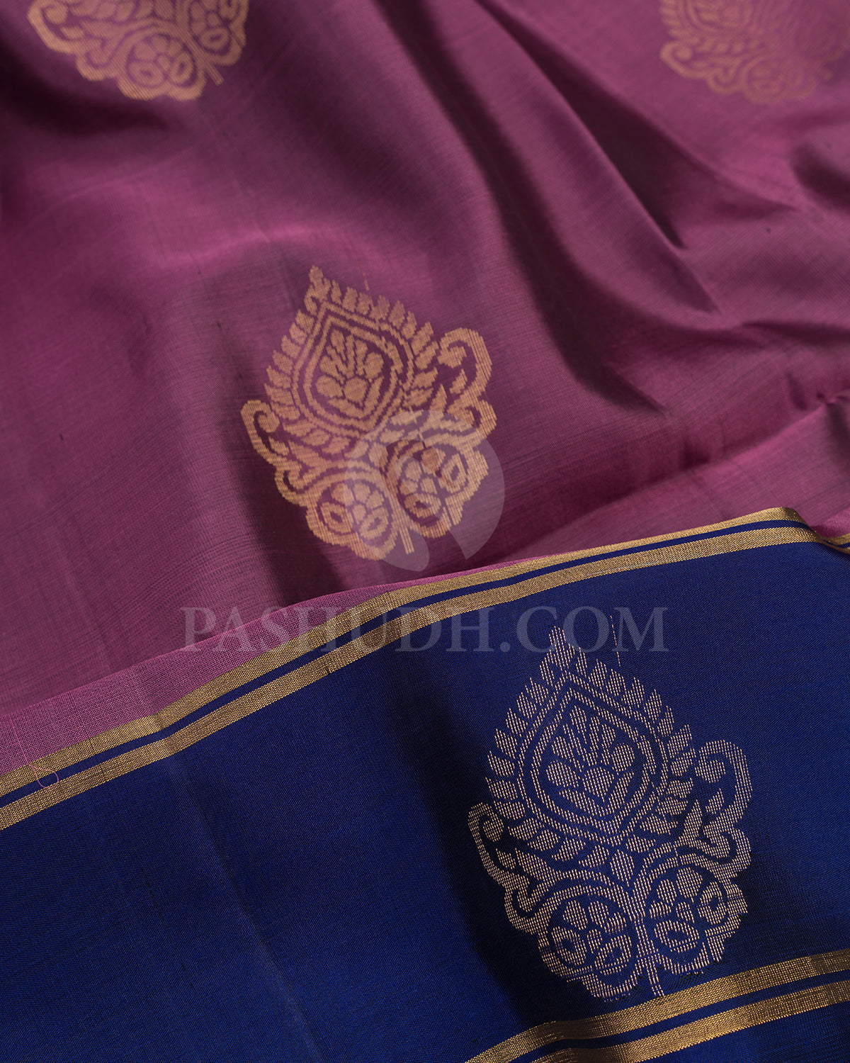 Grape and Navy Blue Soft Silk Saree - AC60