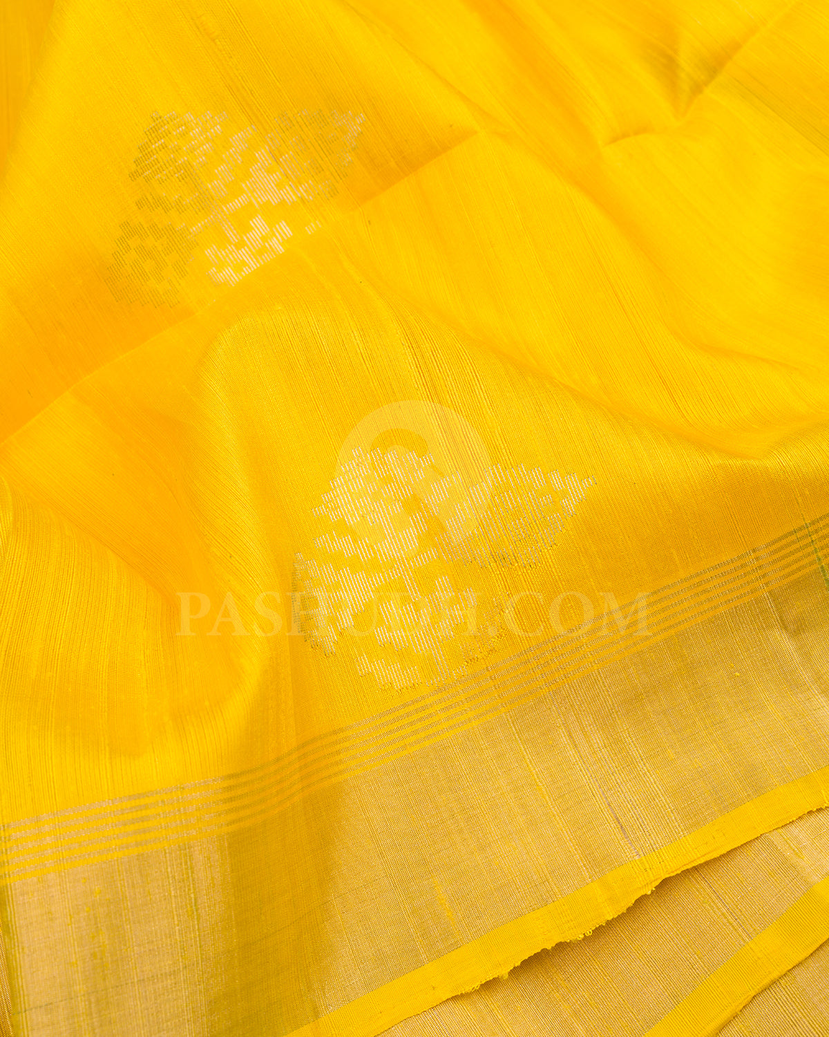 Bright Yellow and Grey Dupion Soft Silk Saree - AC62