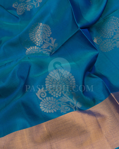 Anandha Blue and Bright Pink Soft Silk Saree - AC57