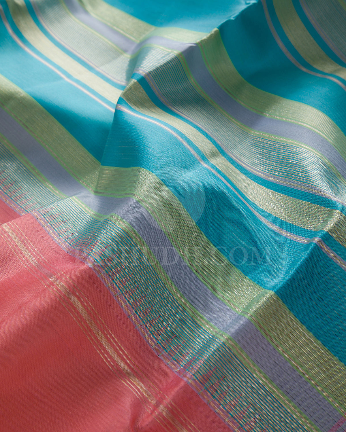 Shades of Blue and Green, And Pink Traditional Kanjivaram Silk Saree -AK13