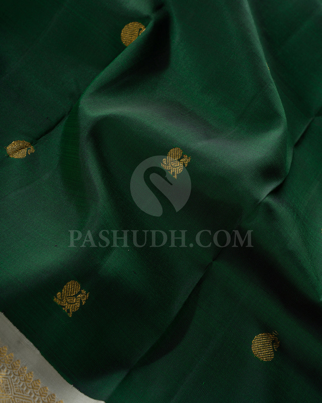 Forest Green And Sage Green Kanjivaram Silk Saree - BKF18