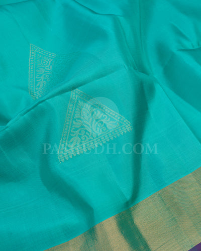 Turquoise and Violet Soft Silk Saree - AC108