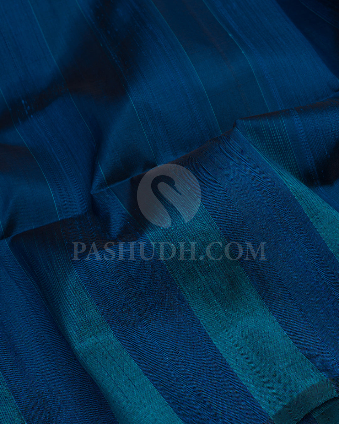 Peacock Blue and Anandha Blue Dupion Soft Silk Saree - AC42