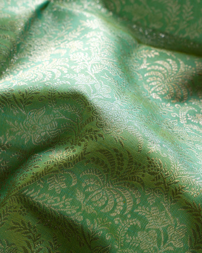 Mint Green And Orange Kanjivaram Silk Saree - S1190(C)