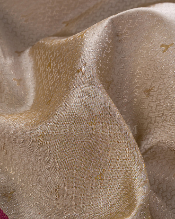 Beige And Ash Brown Kanjivaram Silk Saree - DJ344( C )