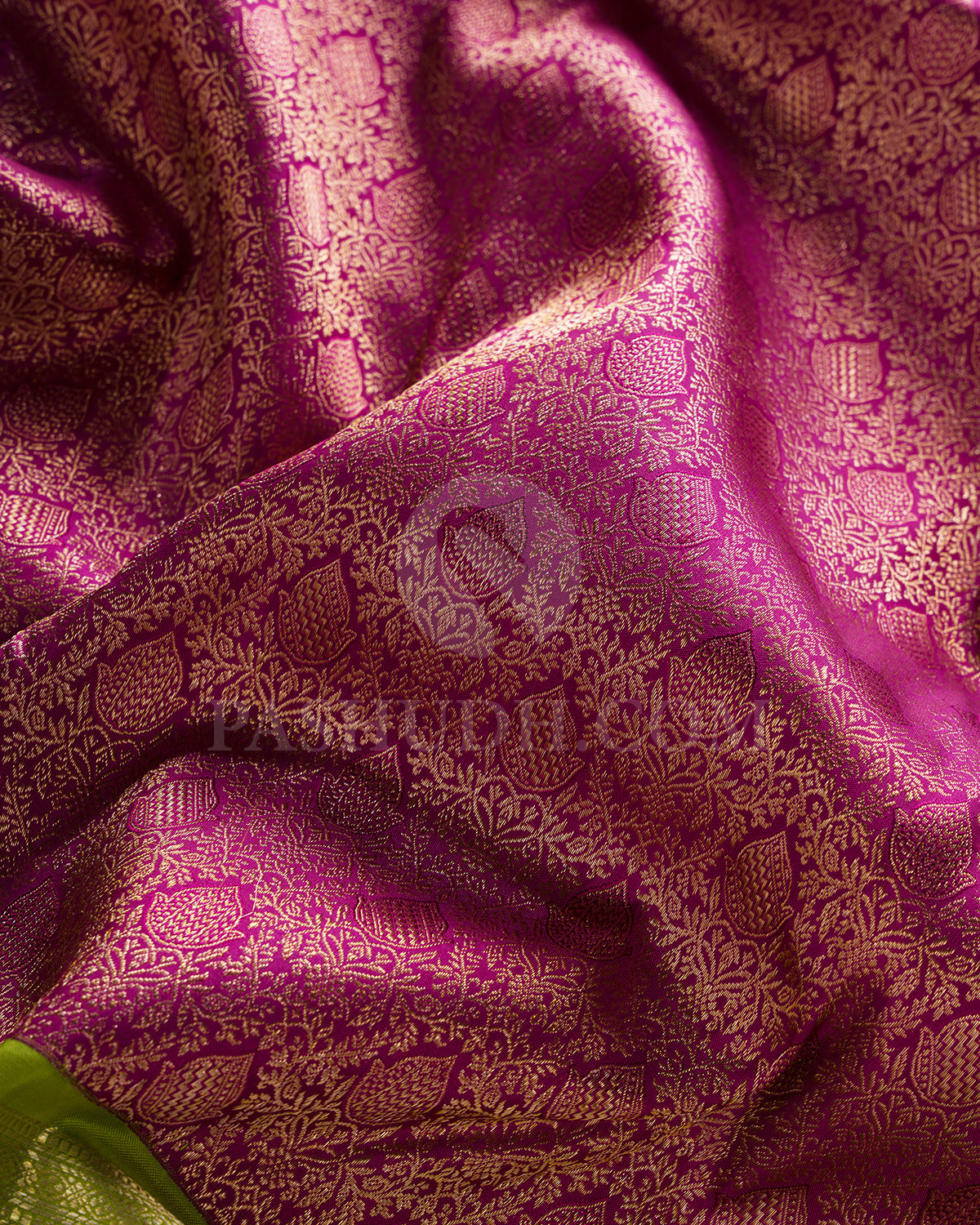 Violet And Parrot Green Kanjivaram Silk Saree - S1318(B)