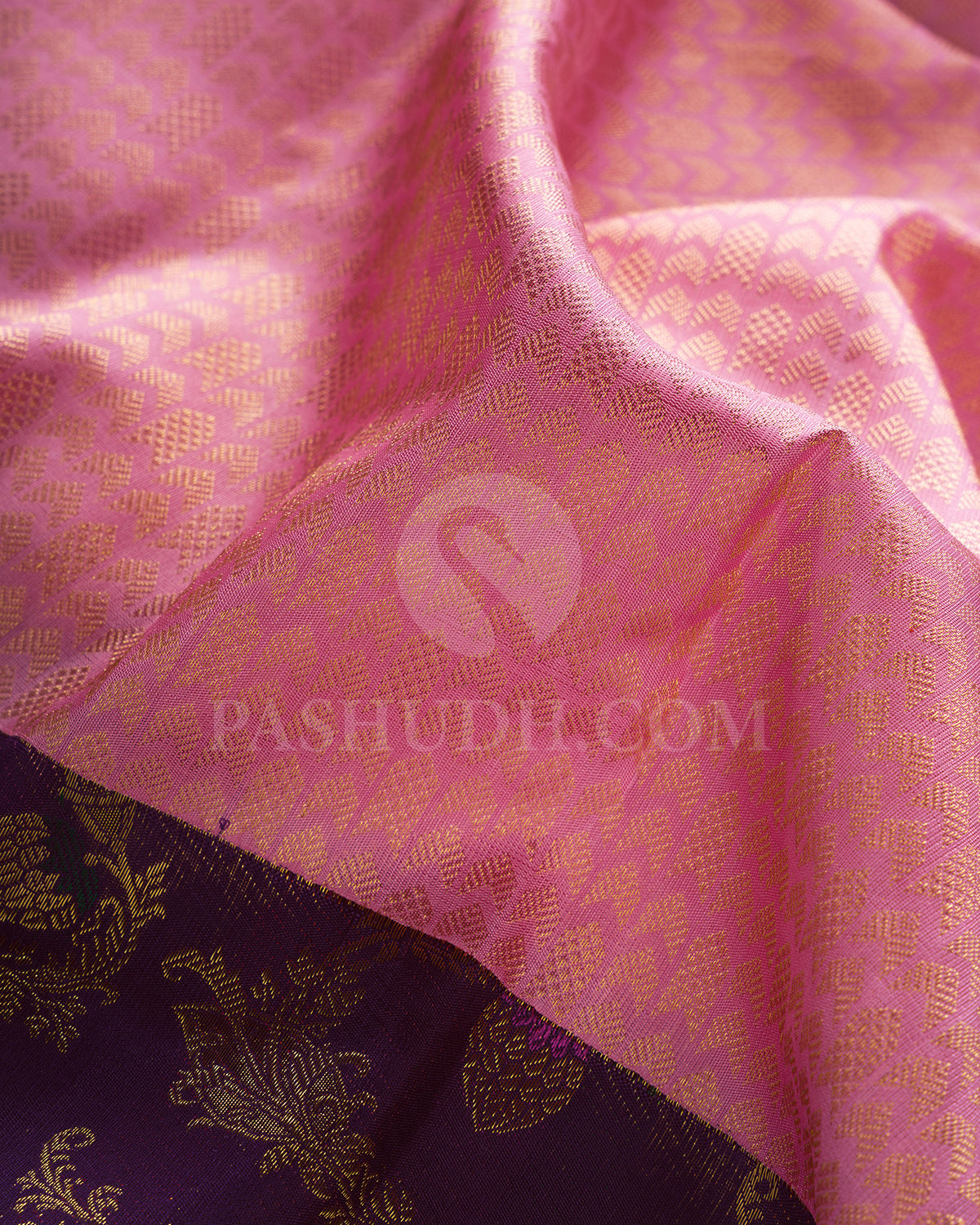 Light Pink And Violet Pure Zari Kanjivaram Silk Saree - P170(A)