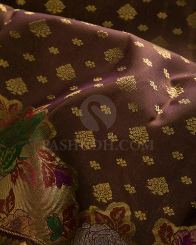 Brown Pure Zari Kanjivaram Silk Saree - P163(A)