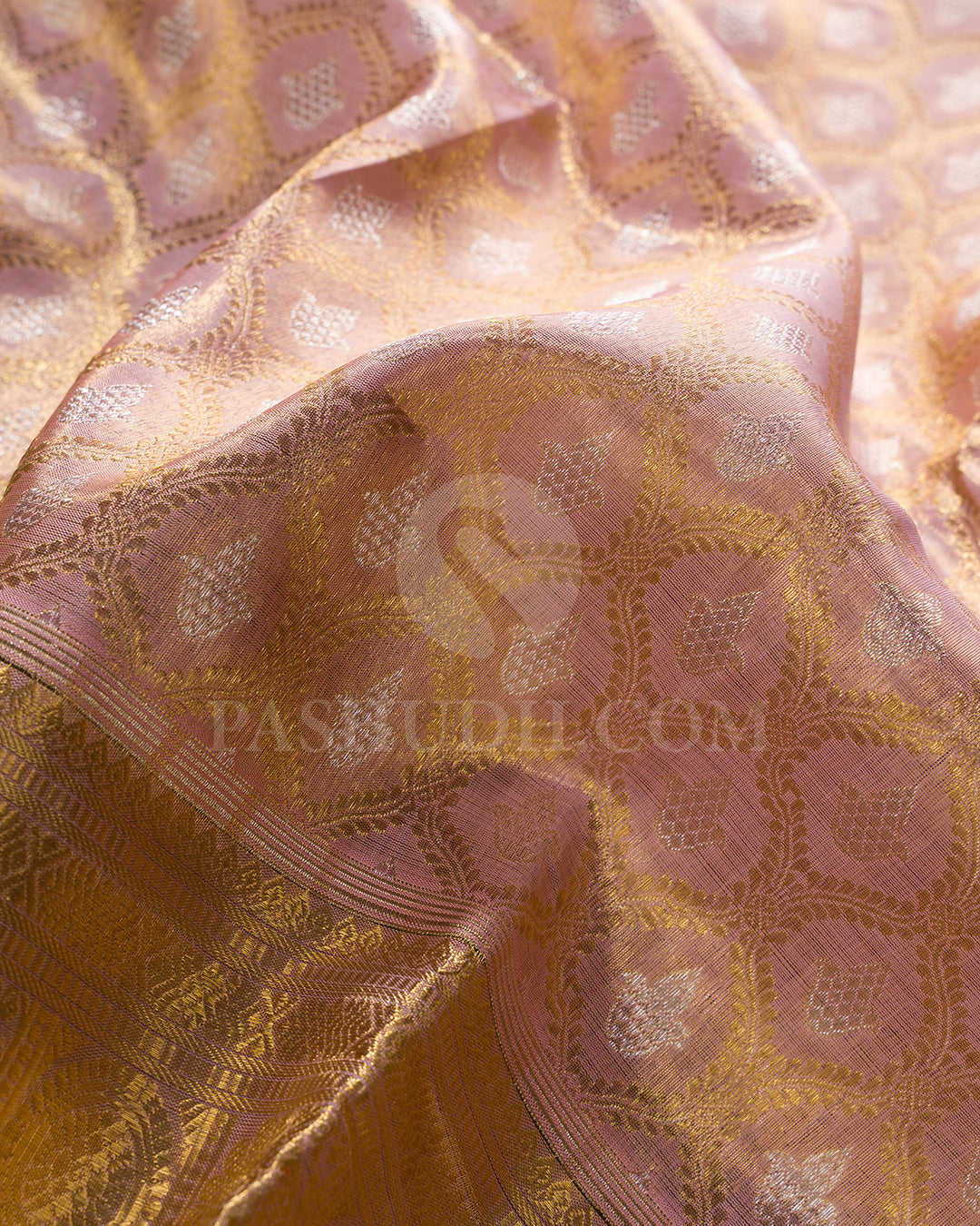 Lace Pink Kanjivaram Silk Saree - BKB17