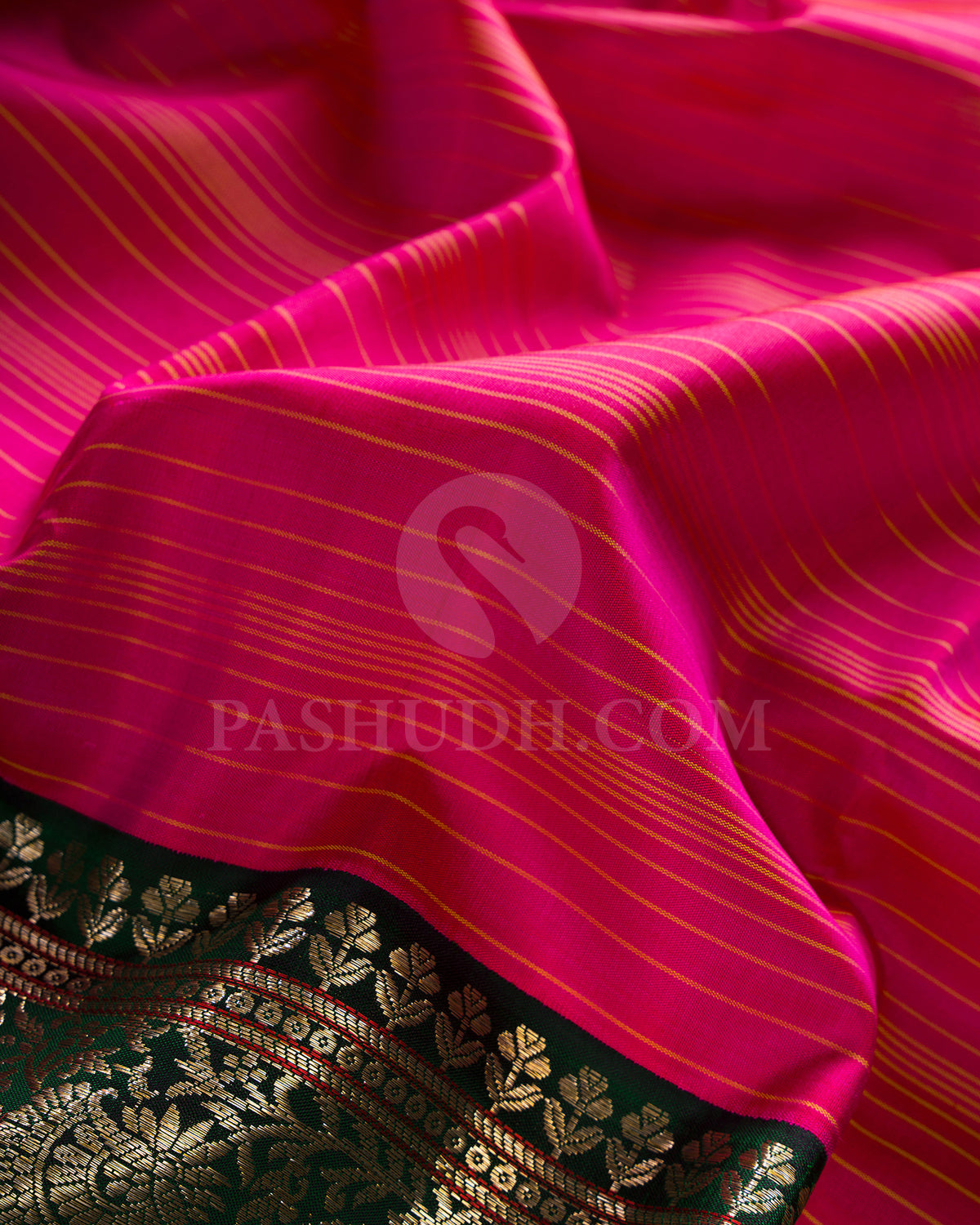 Rani Pink And Bottle Green Kanjivaram Silk Saree - S1013(G)