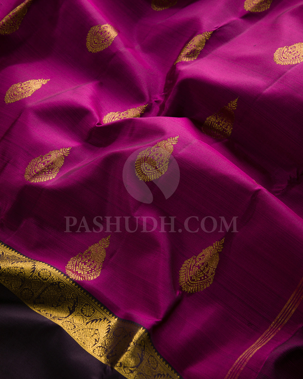 Magenta And Black Traditional Kanjivaram Silk Saree - SVJ72