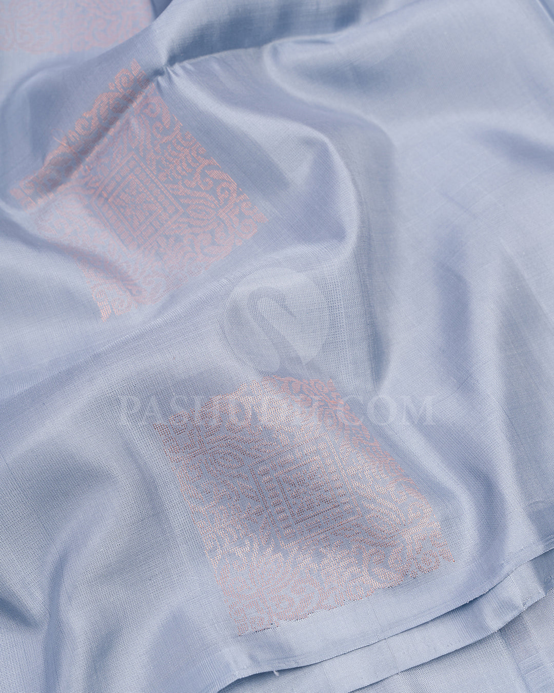 Powder Blue Soft Silk Saree with Rose Gold Zari - AC49