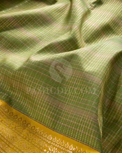 Pear Green And Mango Yellow Kanjivaram Silk Saree - S1336(B)