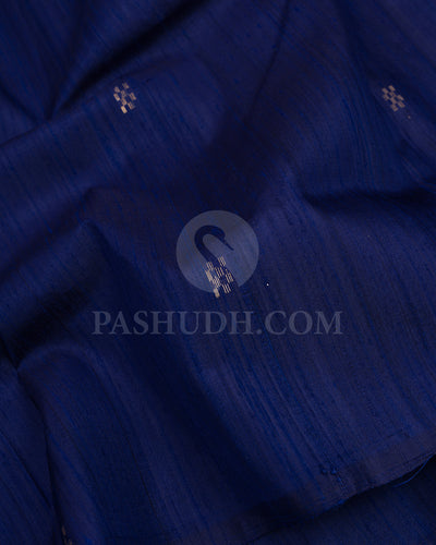 Navy Blue Dupion Soft Silk Saree - AC94