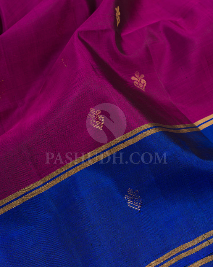 Wine and Royal Blue Soft Silk Saree - AC54