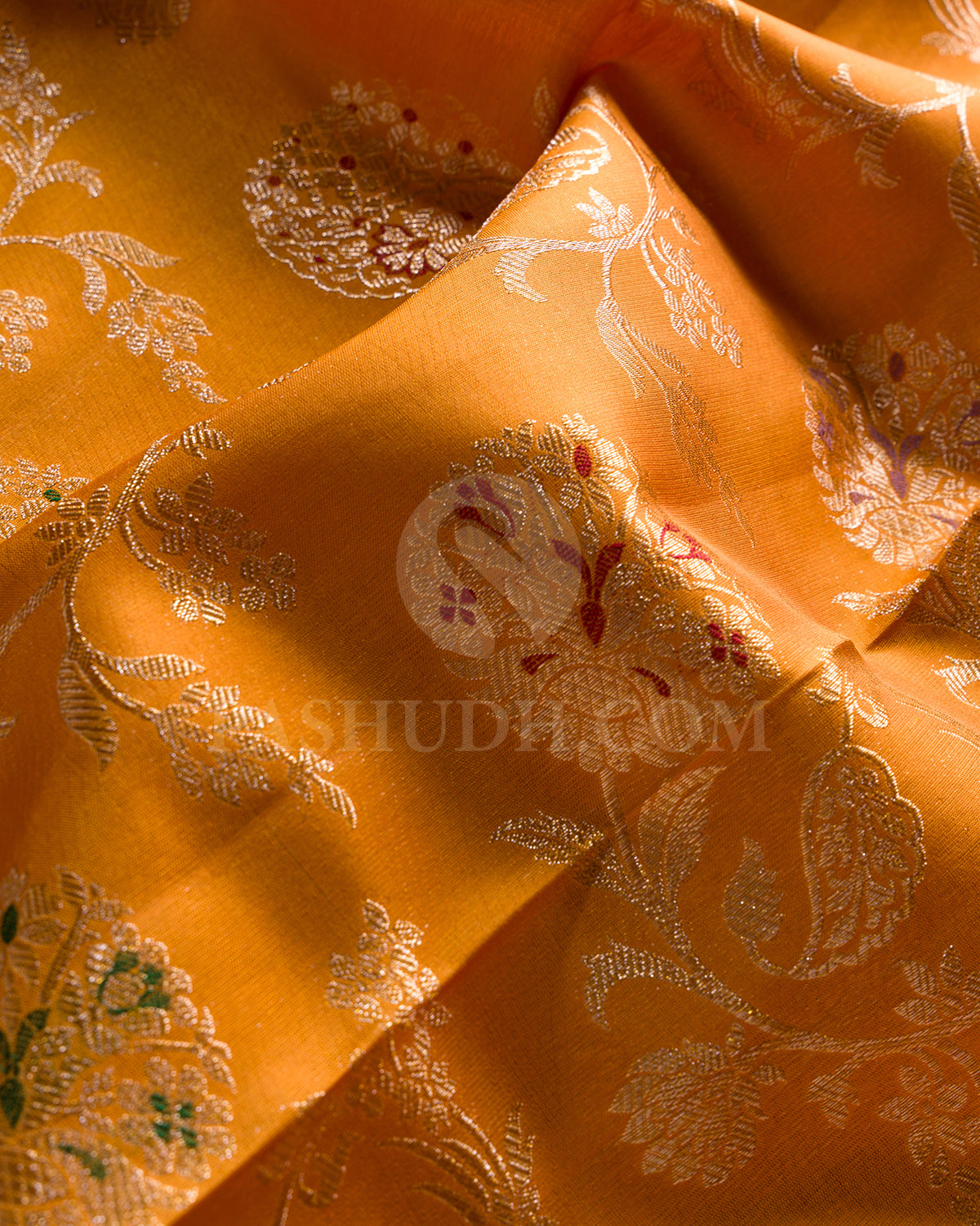 Mango Yellow And Maroon Kanjivara Silk Saree - S1402(A)