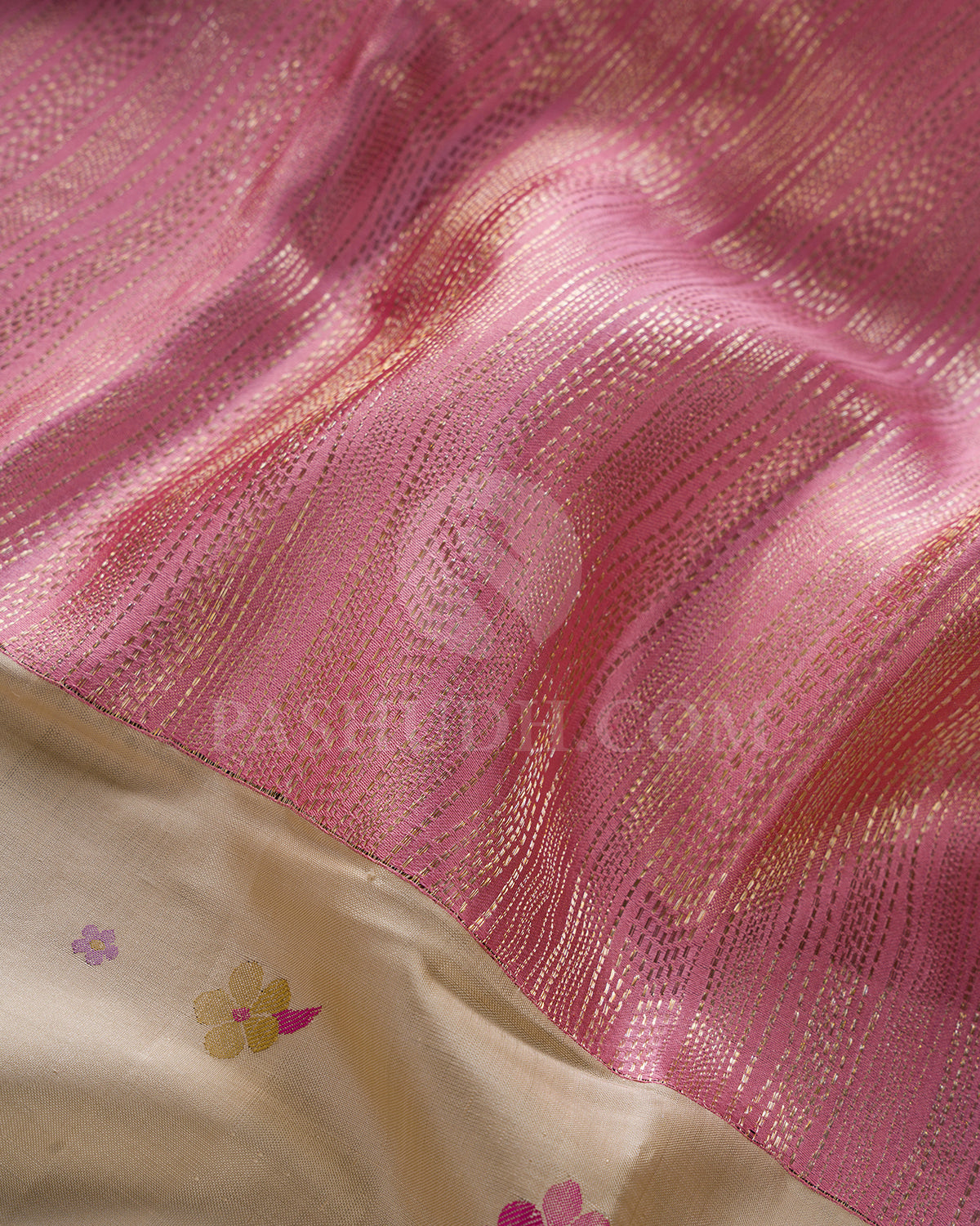 Pink And Ivory Kanjivaram Silk Saree - S1384(A)