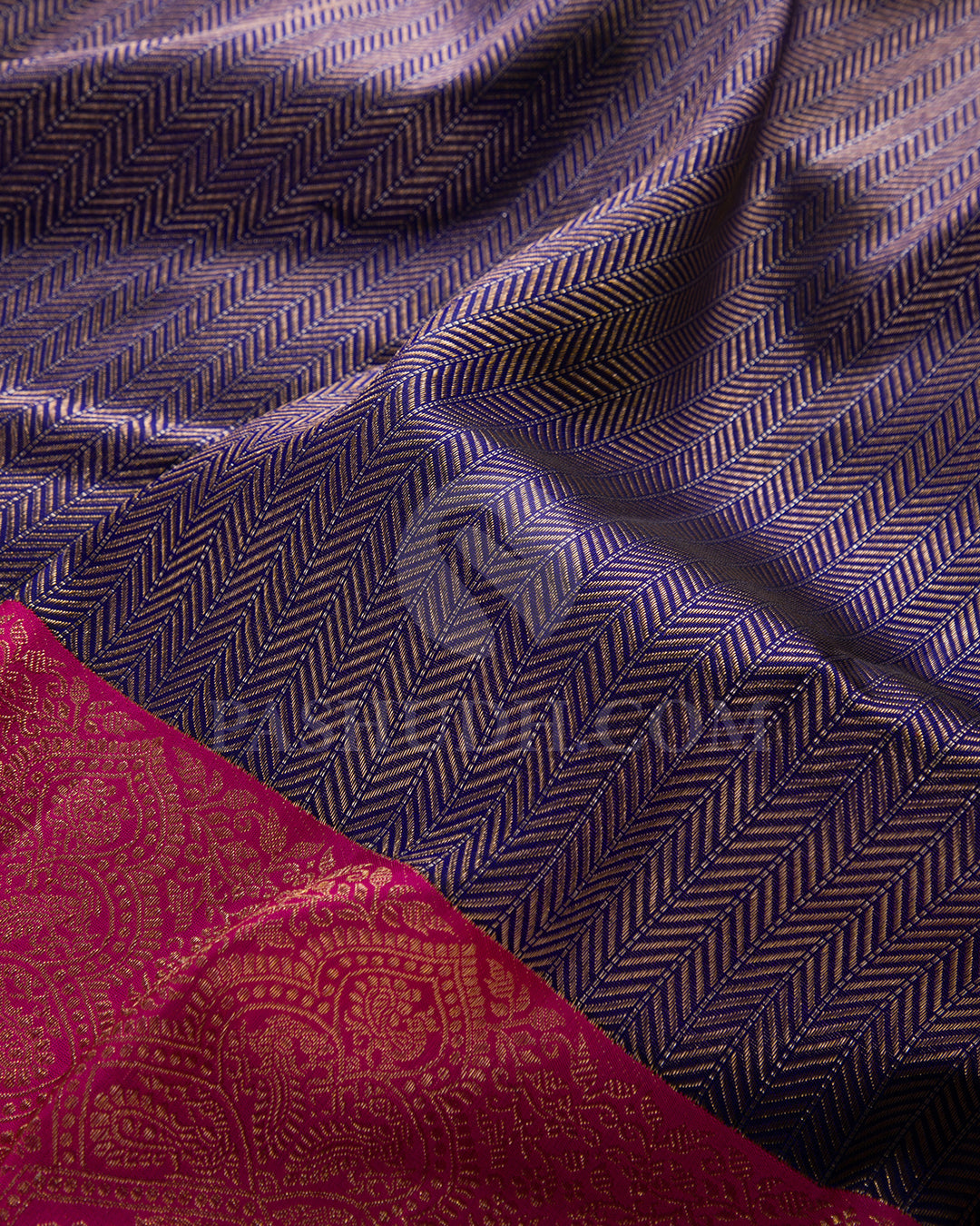 Royal Blue And Rani Pink Kanjivaram Silk Saree - S1321(B)