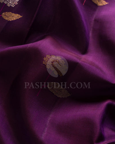 Plum And Peachy Pnk Kanjivaram Silk Saree - S1417(A)