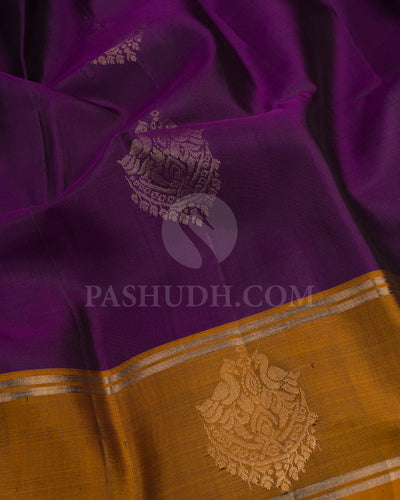 Purple and Jasper Orange Soft Silk Saree - AC84