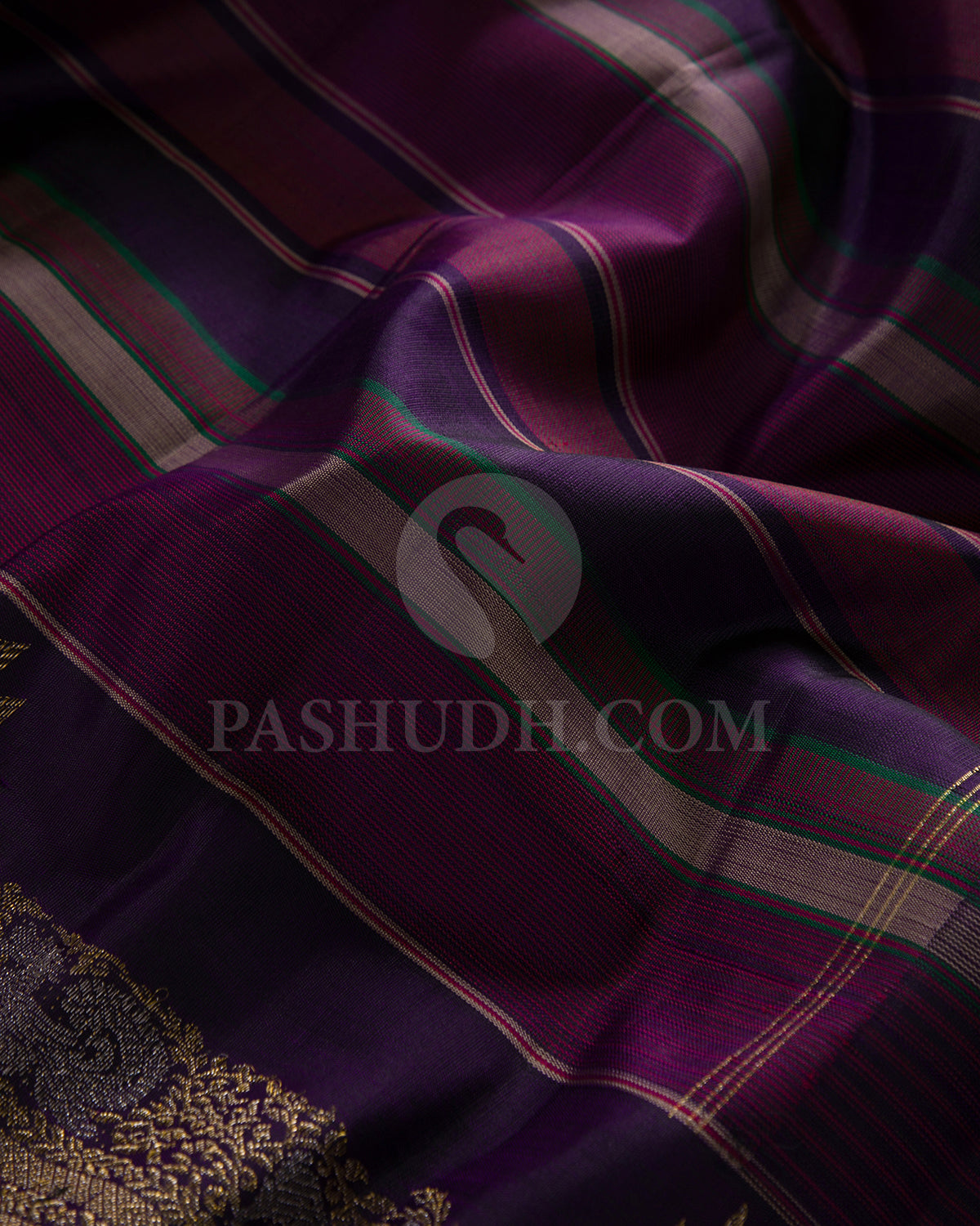 Multicoloured and Navy Blue Kanjivaram Silk Saree - S1331(B)