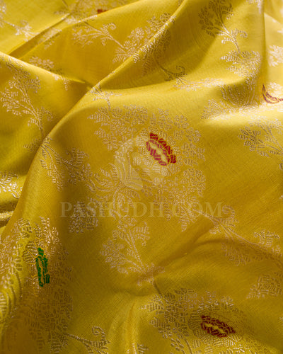 Lime Yellow And Magenta Kanjivaram Silk Saree - S1242(B)