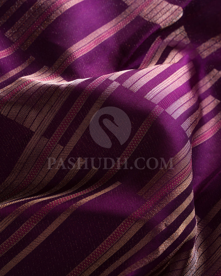 Purple And Punch Pink Borderless Kanjivaram Silk Saree - DT297(B)