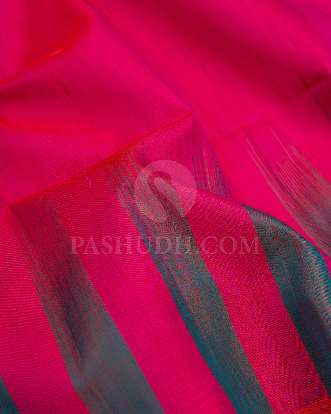 Bright Pink and Orange Shot Blue Soft Silk Saree - AC2