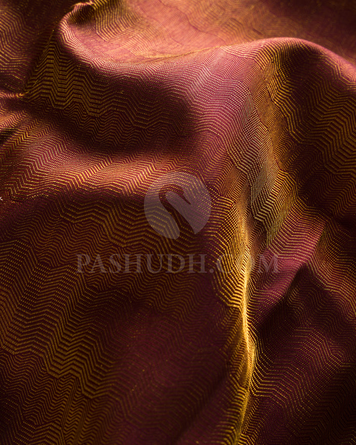 Brown And Rust Orange Kanjivaram Silk Saree - DJ328(D)