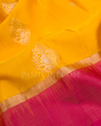 Yellow and Rani Pink Soft Silk Saree - AC43