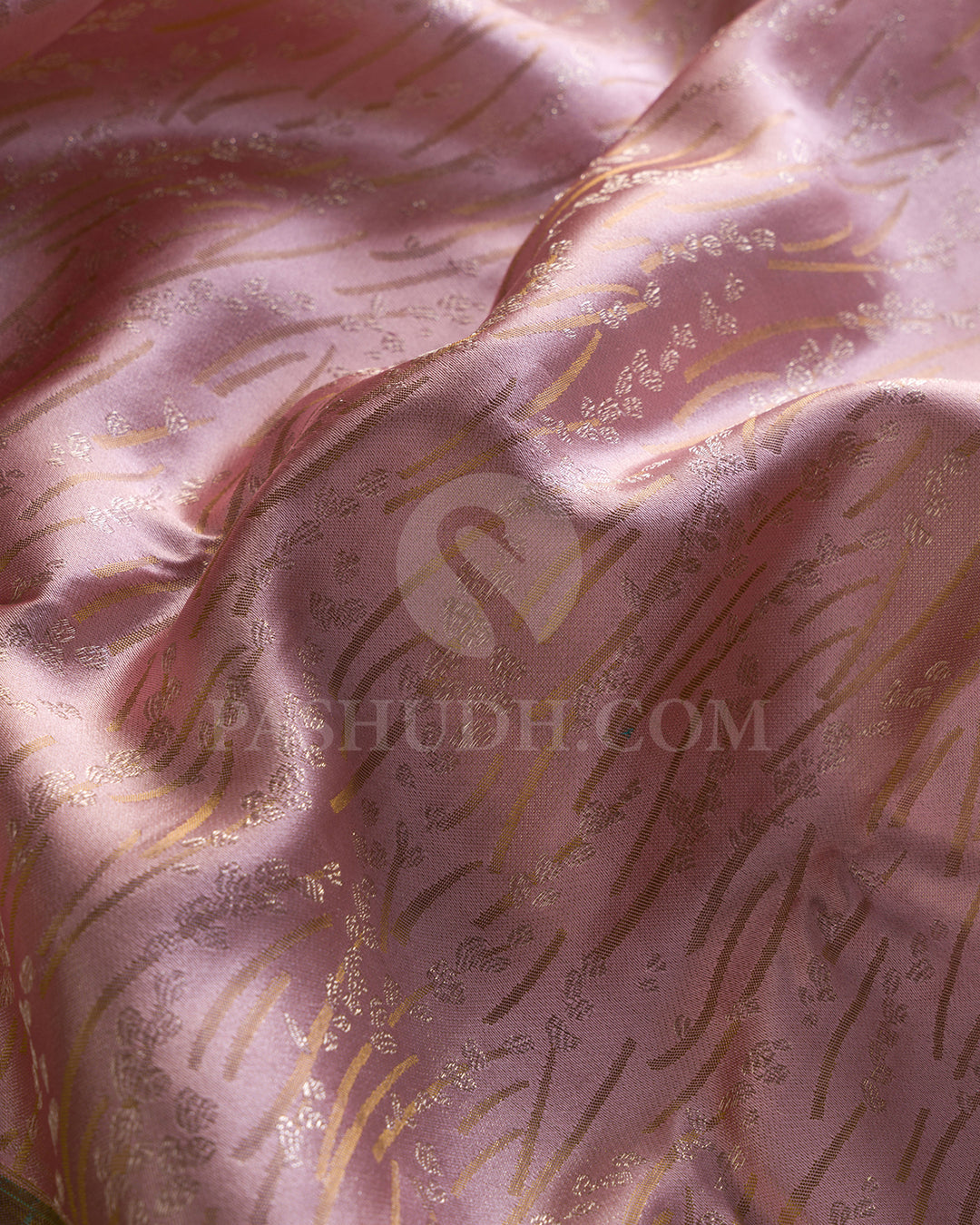 Lace Pink And Khaki Shimmer Kanjivaram Silk Saree - D603(B)