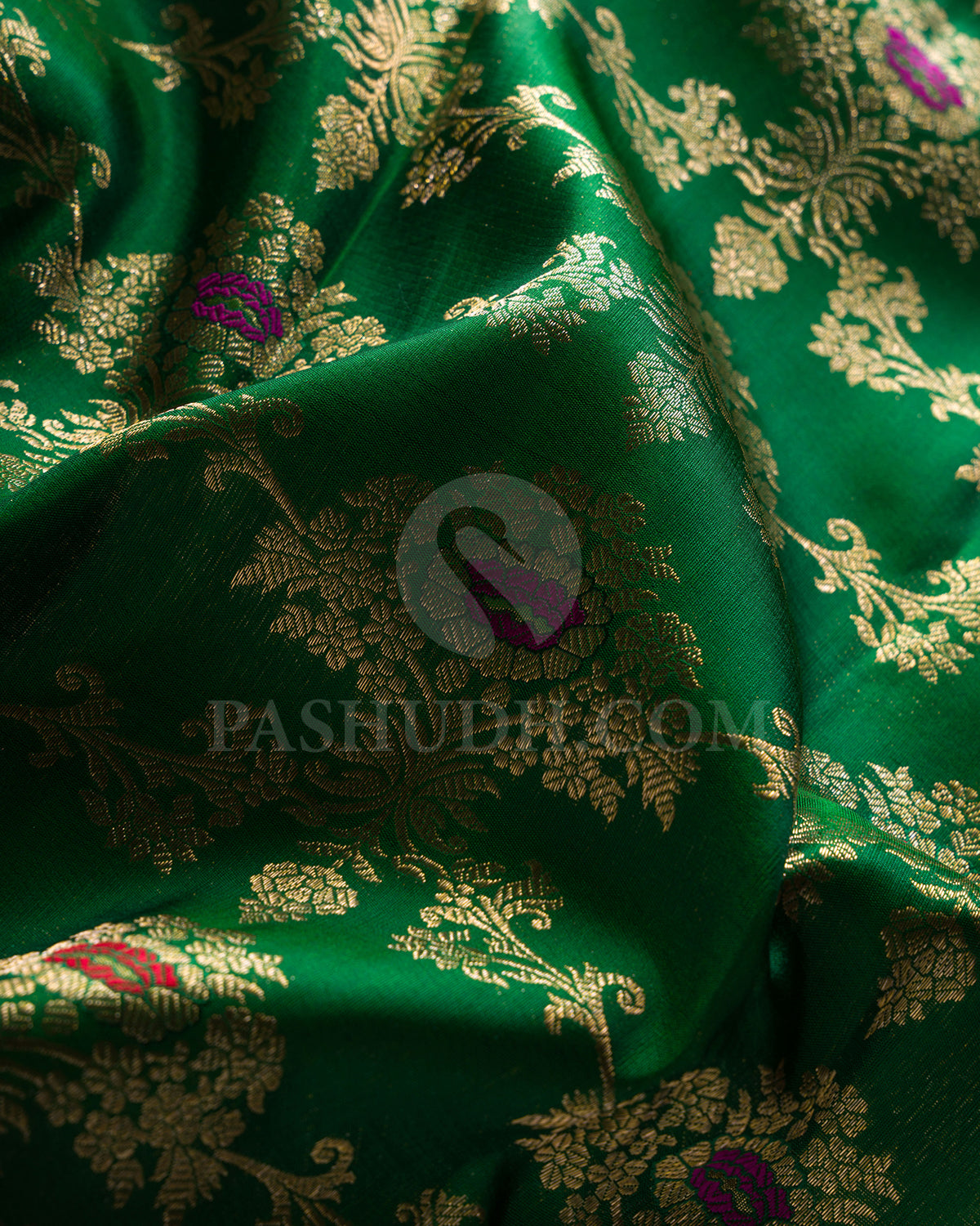 Emerald Green and Magenta Kanjivaram Silk Saree - S1242(C)