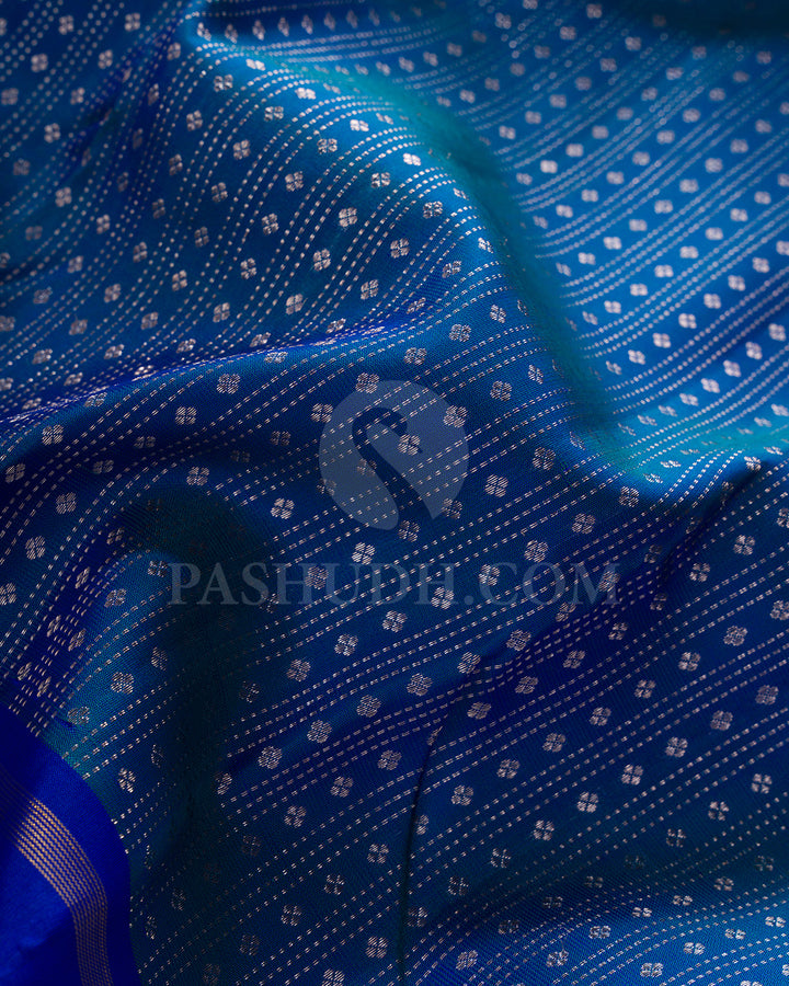 Peacock Blue and Royal Blue Kanjivaram Silk Saree - BKF23