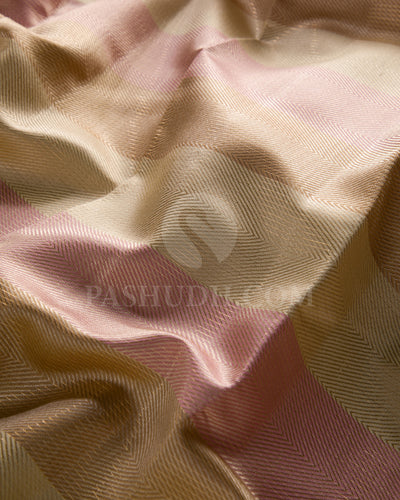 Off White, Light Pink, Beige And Leaf Green Kanjivaram Silk Saree - S1360(B)