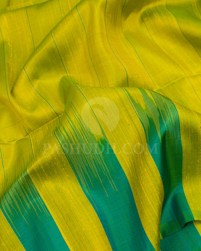 Blue Green Dupion Soft Silk Saree - AC92