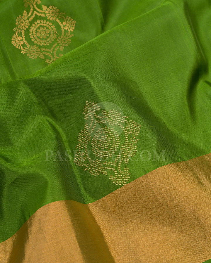 Olive Green and Anandha Blue Soft Silk Saree - AC44