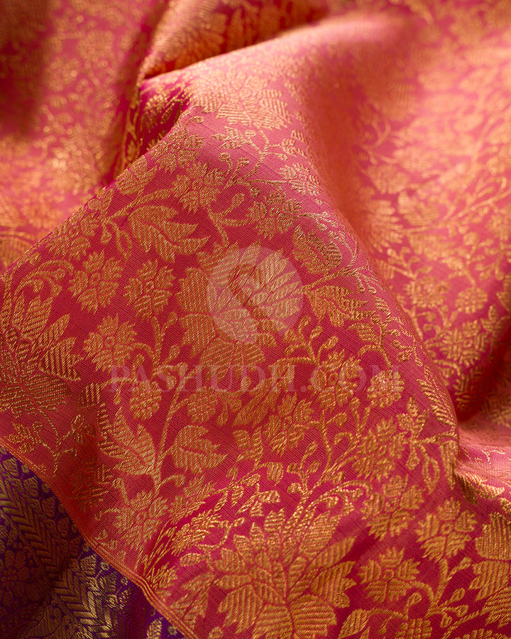 Dual Shaded Pink And Violet Kanjivaram Silk Saree - BKB10