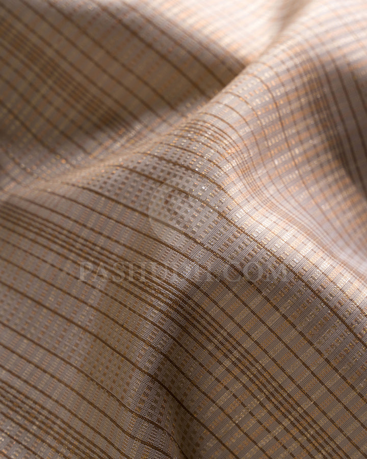 Ivory or Light Beige And Bottle Green Kanjivaram Silk Saree - S1336(C)