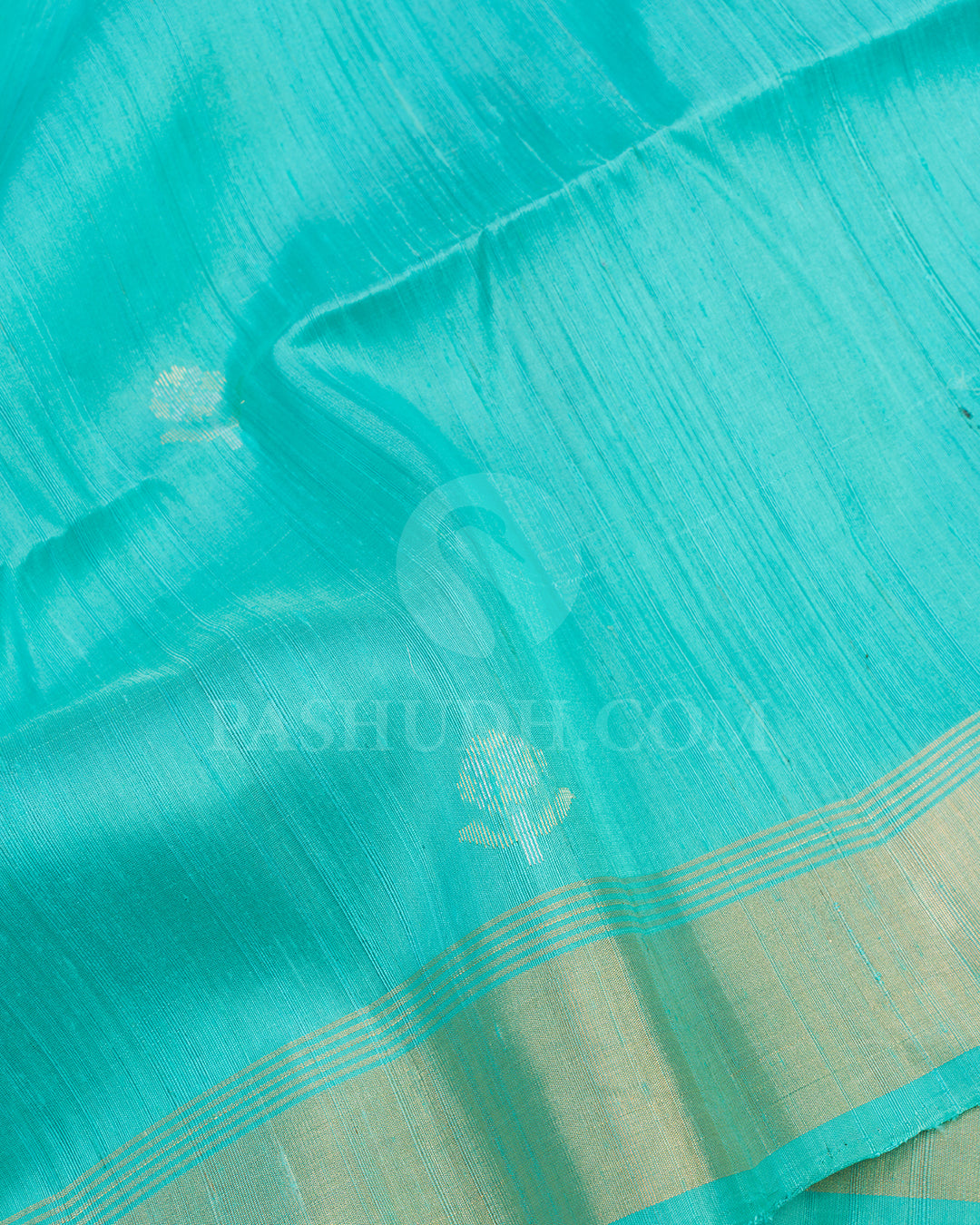 Cyan Blue and Grey Dupion Soft Silk Saree - AC23