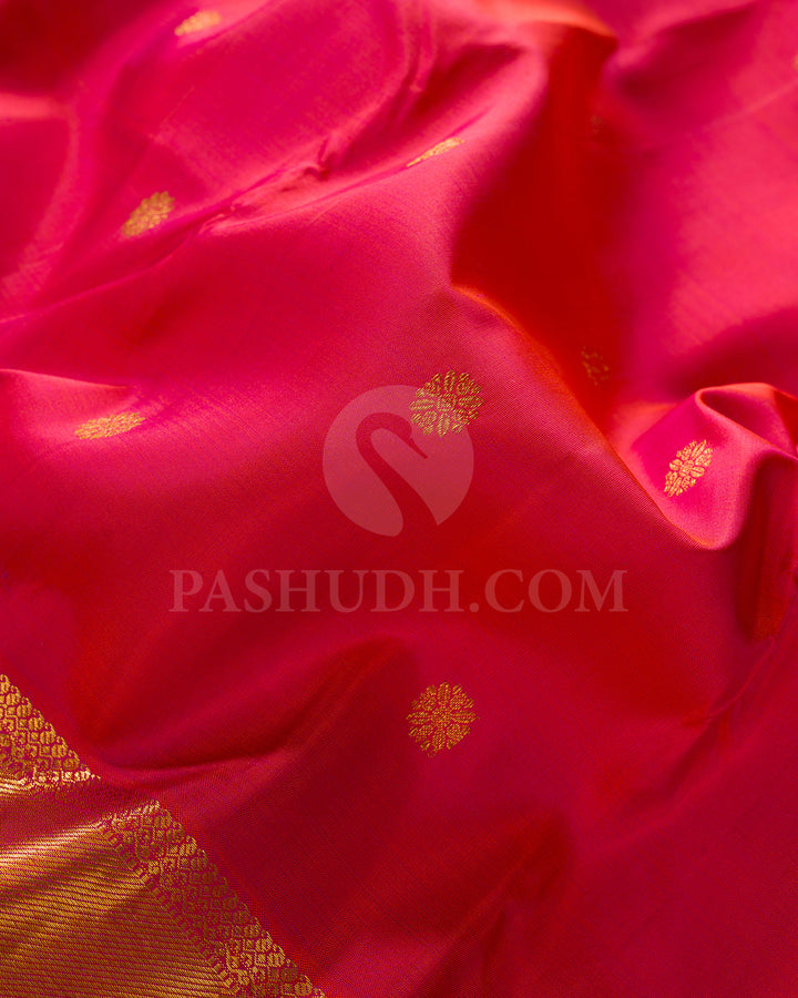 Orange Shot Pink Kanjivaram Silk Saree - BKF24