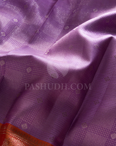 Lavender And Peach Kanjivaram Silk Saree - S1411(A)