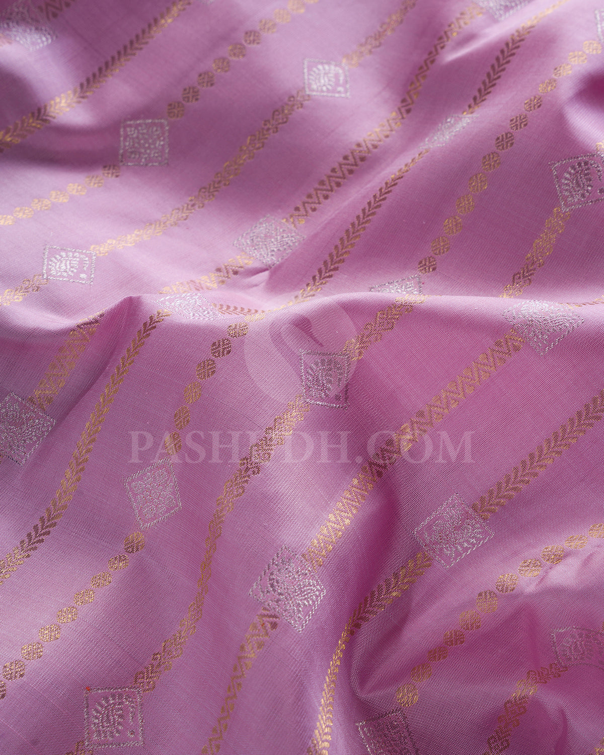 Baby Pink And Violet Pure Zari Kanjivaram Silk Saree - P172(A)