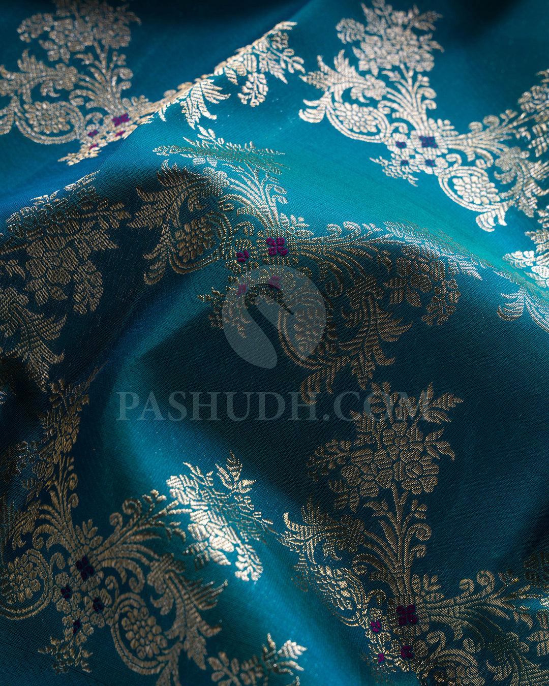Peacock Blue And Rani Pink Kanjivaram Silk Saree - S1093(D)